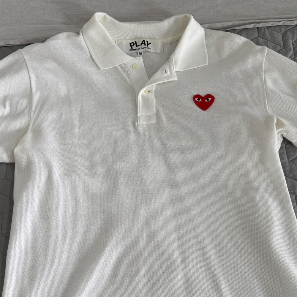 Comme des Garcons PLAY White Polo with Red Heart
